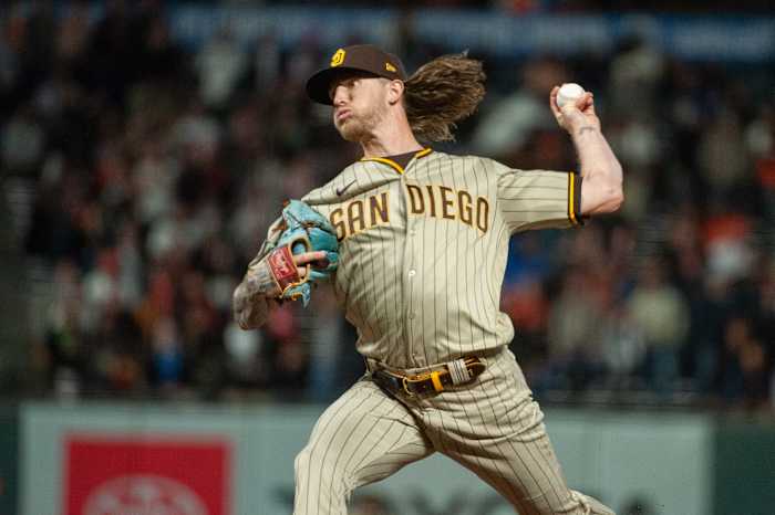 Sep 26, 2023; San Francisco, California, USA; San Diego Padres relief pitcher Josh Hader (71) throws a pitch during the ninth inning against the San Francisco Giants at Oracle Park. Mandatory Credit: Ed Szczepanski-USA TODAY Sports